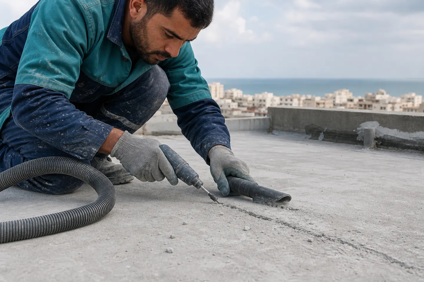عزل أسطح خرسانية في الإسكندرية للشروخ والميول والمصارف
